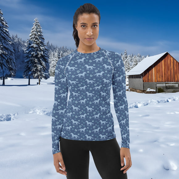 Blue Hoof Prints In The Snow — Women's Training Shirt