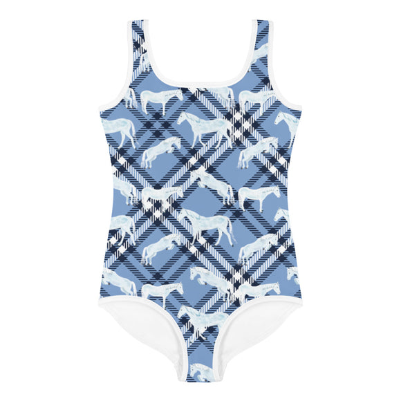 Mac in Blue Plaid Kids Swimsuit