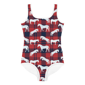 Mac in Red Plaid Kids Swimsuit