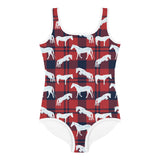 Mac in Red Plaid Kids Swimsuit