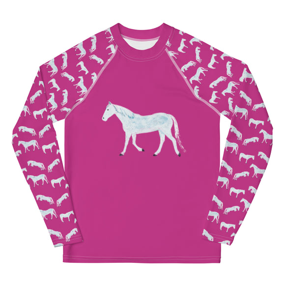 Grey Ponies in Raspberry — Youth' Training Shirt