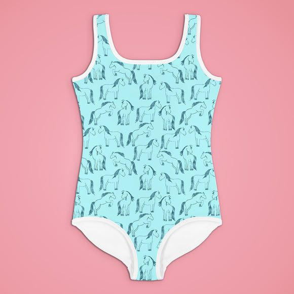 All the Ponies Kids' Swimsuit — Blue